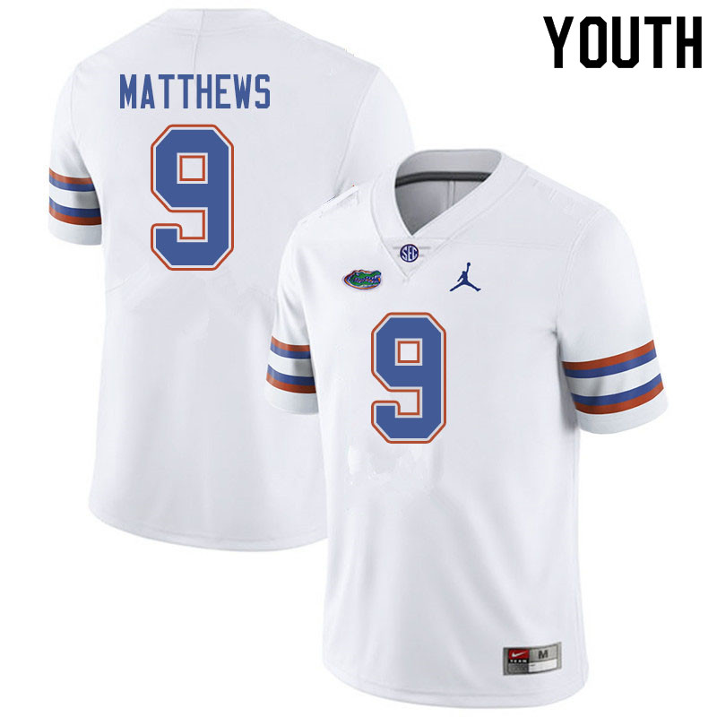 Jordan Brand Youth #9 Luke Matthews Florida Gators College Football Jerseys Sale-White - Click Image to Close